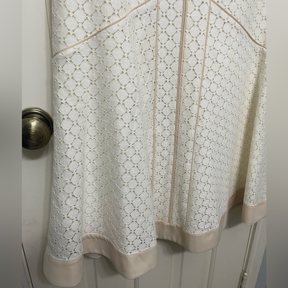 Ann Taylor Cream A-Line Mini Dress Scoop Neck - Picture 7 of 9